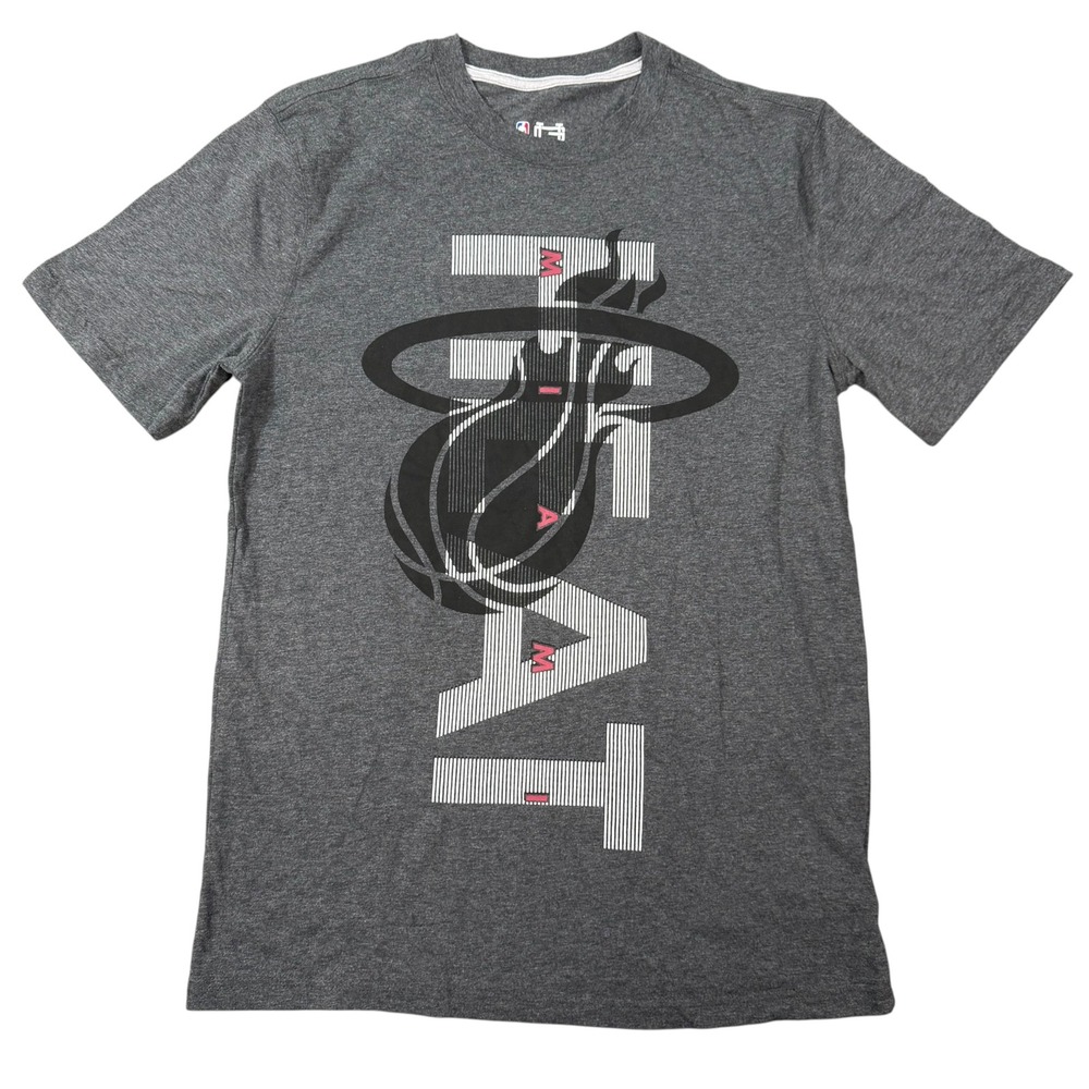 NBA Ultra Game Mens Miami Heat Gray Graphic Short Sleeve T-Shirt Size M